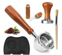 Caffè Tamper Set Compatibile con Delonghi EC680/EC685/EC785/EC885, 51mm Portafiltro Senza Fondo, Distributore di Aghi per Caffè 5 Pin, Pressino in Acciaio Inox con Tappetino, con Cestino Filtro