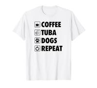 caffè Tuba Cani Ripetere Vita Semplice Icone di Base Maglietta