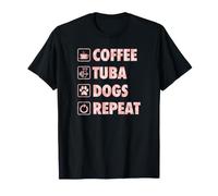 caffè Tuba Cani Ripetere Vita Semplice Icone di Base Maglietta
