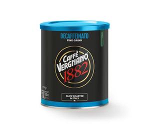 Caffè Vergnano 1882 Lattina - Caffè Macinato Decaffeinato, Per macchina - Caffè espresso, Confezione da 250g, 1 pezzo