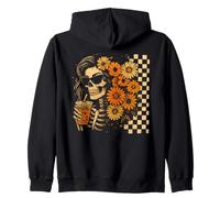 Caffè vintage Cozy Season Skeleton Halloween Floral Boho Felpa con Cappuccio