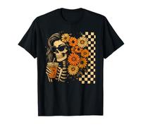 Caffè vintage Cozy Season Skeleton Halloween Floral Boho Maglietta