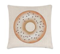 Caffè Vitreo Ciambella Lino Copricuscino - Cuscino Divertente