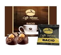 Caffè Vulcanus Bacio, 50 Cialde ESE 44 mm in Carta Filtro, Caffè Aromatizzato al Cioccolato e Nocciole