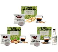 Caffè Vulcanus Cialde Orzo Aromatizzato ESE 44mm, 60 Cialde, Ginseng, Nocciola e Sambuca, Senza Caffeina, Senza Zuccheri, Compostabili