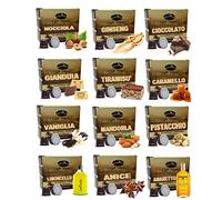 Caffè Vulcanus - Kit assaggio 120 capsule compatibili con le macchine ad uso domestico Nespresso®* di caffè aromatizzati - Degustazione di 12 gusti di caffè aromatizzato