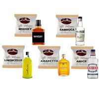 Caffè Vulcanus - Kit assaggio 50 cialde compostabili ESE44 di caffè aromatizzati ai 5 liquori - Degustazione caffè alla sambuca, whisky, amaretto, limoncello e anice