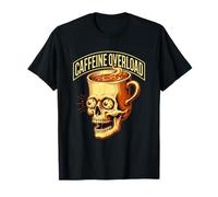 Caffeina Scheletro caffè Scuro Humor Teschio Design Maglietta