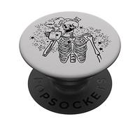 Caffeinated Skeleton Graphic Y2K For Women Goth Coffee Mom PopSockets PopGrip Adesivo