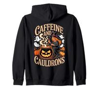 Caffeine And Cauldrons Coffee Witches Ghosts Halloween Felpa con Cappuccio