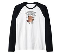 Caffeine Is My Love Language Cute Beaver Roller Skating Maglia con Maniche Raglan