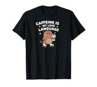 Caffeine Is My Love Language Cute Beaver Roller Skating Maglietta