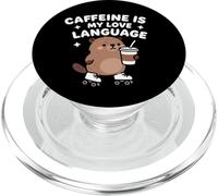 Caffeine Is My Love Language Cute Beaver Roller Skating PopSockets PopGrip per MagSafe