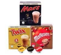 cafféluxe 24 Cioccolate Calda Dolce Gusto Capsule - Mars, Twix, Maltesers (8 con