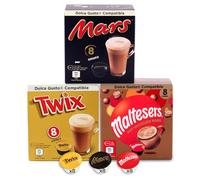 24 Cioccolate Calda Dolce Gusto Capsule - Mars, Twix, Maltesers (8 confezioni)