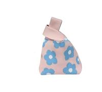 CaFfen Borsa Da Polso Con Nodo Da Donna Borsa a mano lavorata a maglia con fiori alla moda, borsa da polso donna, casual, tote for studenti, borse for la spesa fatte a(Pink)