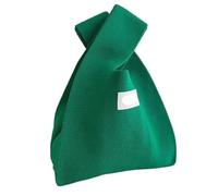 CaFfen Borsa Da Polso Con Nodo Da Donna Borsa da polso for donna, borsa shopping riutilizzabile for studenti, realizzata a mano in maglia tinta unita(Green)