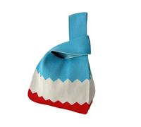 CaFfen Borsa Da Polso Con Nodo Da Donna Borse a mano in maglia colorata, borsa da polso donna, tote piccola casual, borse for la spesa riutilizzabili for ragazze(Blue)