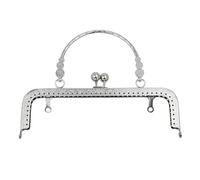 CaFfen Chiusura per Borsa Clic Clac Borsa con Chiusura for Borsa a Bacio, Serratura in Metallo, for Artigianale Fai da Te, 18 cm/20 cm(Silver-20cm)