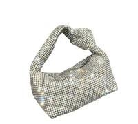 CaFfen Strass Borsa Borsa con strass e manici in argento for donna, borse borsette, borsa da banchetto