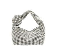 CaFfen Strass Borsa Borsa da sera con strass, borsa manici for donna, borse e borsette(Silver)