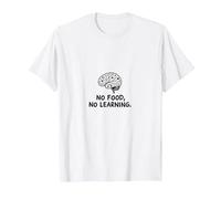 Caffetterie: No Food, No Learning Brain Education Quote Maglietta, Uomo, Bianco, 5XL