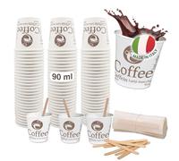 Caffetti 150 Bicchierini Caffè 3 oz + 150 Palette, Bicchieri 90 ml in Carta Made in Italy, Palettine Monouso in Legno Betulla Riciclabili, per Ristoranti, Ufficio, Asporto, Bar, Espresso