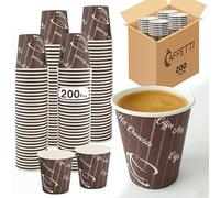 Caffetti 200 Bicchierini Caffè da 75 ml, Bicchieri Marroni per Bevande Calde, Espresso, Tè, Cioccolata Monouso Usa e Getta, Asporto, Ufficio - 2.5 oz