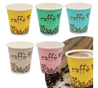 Caffetti 250 Bicchierini da Caffè Monouso da 75 ml - Bicchieri in Cartoncino Riciclabili Colorati Usa e Getta per Ristoranti, Ufficio, Asporto, Bar - adatti a Espresso, Tè, Orzo (5 colori)