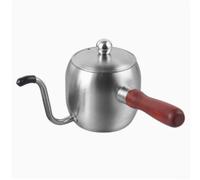 Caffettiera a collo di cigno in acciaio inox 304, manico in legno (argento) | Design sottile con beccuccio lungo, flusso d'acqua costante, estrazione precisa, ideale per metodi di caffè a goccia