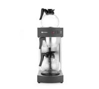 HENDI Macchina da caffè americano, per caffè macinato per filtro, incl. 100 filtri di carta e 2 caraffe in vetro da 1,8L, caffettiera a filtro, 230V, 1400W, 383x220x(H) 465mm, acciaio inossidabile