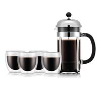 Caffettiera a stantuffo Bodum Chambord 1L con 4 bicchieri Pavina doppia parete