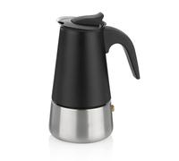 caffettiera ad induzione kela, caffettiera per 4 tazze, caffettiera moka 200ml, FERRARA, caffettiera in acciaio inox nero opaco