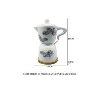 CAFFETTIERA ARTISTICA PORCELLANA GIARDINI DI MARZO LINEA ROSSELLA ROSE DECALCO