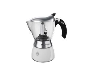 caffettiera bialetti Crystal Bianca 2tz borosilicato si vede il caffe che esce