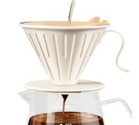 Caffettiera con fuoriuscita manuale: imbuto portatile riutilizzabile per casa, filtro del caffè riutilizzabile a doppio strato | Filtro ricaricabile in acciaio inossidabile a doppio livello per casa e