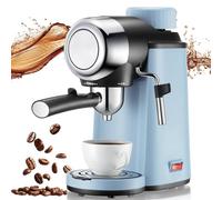 Caffettiera con latte Frother 800W, 5 bar Macchina da caffè a pressione a vapore con filtro, serbatoio dell'acqua da 240 ml, per casa, ufficio blue
