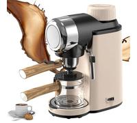 Caffettiera con latte Frother 800W, 5 bar Macchina da caffè a pressione a vapore con filtro, serbatoio dell'acqua da 240 ml, per casa, ufficio off white