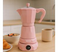 Caffettiera elettrica italiana Jocca Pink da 6 tazze | Base girevole a 360° | Sistema di mantenimento in caldo | Manico Cool Touch e coperchio trasparente | ✅ Design moderno e pratico | Consegna in 24