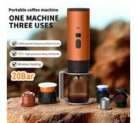 Caffettiera elettrica portatile 3 in 1 Macinacaffè a capsule Caffettiera da viaggio con riscaldamento a batteria per campeggio in auto e in casa Deluxe Edition 4