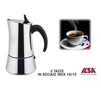 CAFFETTIERA ESPRESSO 2 TAZZE ACCIAIO INOX 18/10 A INDUZIONE ELLY