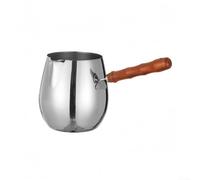 Caffettiera in acciaio inox per riscaldare caffè turco e salse, dotata di manico in legno per una presa comoda, include scala di misurazione e funzione di versamento a goccia (300 ml)