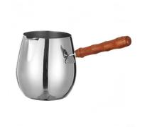 Caffettiera in acciaio inox per riscaldare caffè turco e salse, dotata di manico in legno per una presa comoda, include scala di misurazione e funzione di versamento a goccia (600 ml)