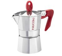 Caffettiera In Alluminio 1 Tazza con Manico e Valvola di Sicurezza Rossa linea B