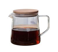 Caffettiera in vetro, caffettiera per uso domestico con coperchio in legno, riutilizzabile, universale, versata manualmente sopra la teiera per il bar home office (01)