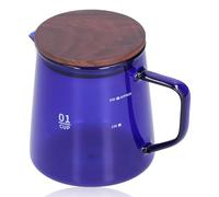Caffettiera in Vetro Con Coperchio e Beccuccio - Tazza per Caffè e Latte, Teiera da 300 ml per Tè Freddo, 11,9 Once (Blu)