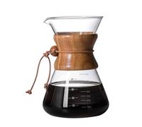Caffettiera manuale da 400-1000 ml, in vetro borosilicato resistente al calore, con manicotto in legno e filtro in acciaio inossidabile a doppio strato per versare facilmente il caffè a casa (800 ml