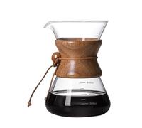 Caffettiera manuale da 400-1000 ml, in vetro borosilicato resistente al calore, con manicotto in legno e filtro in acciaio inossidabile a doppio strato per versare facilmente il caffè a casa (600 ml