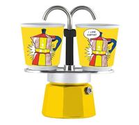 Bialetti Mini Express Colore Giallo, Caffettiera + 2 Bicchierini
