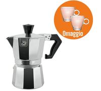 Caffettiera Moka Express in alluminio da 1 a 18 tazze + 2 TAZZE DA CAFFE OMAGGIO
